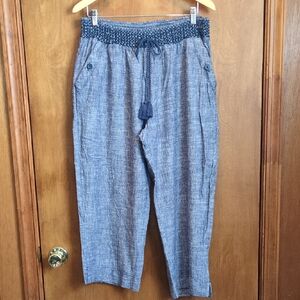 Westbound Wide Leg Crop Linen Blend Pants